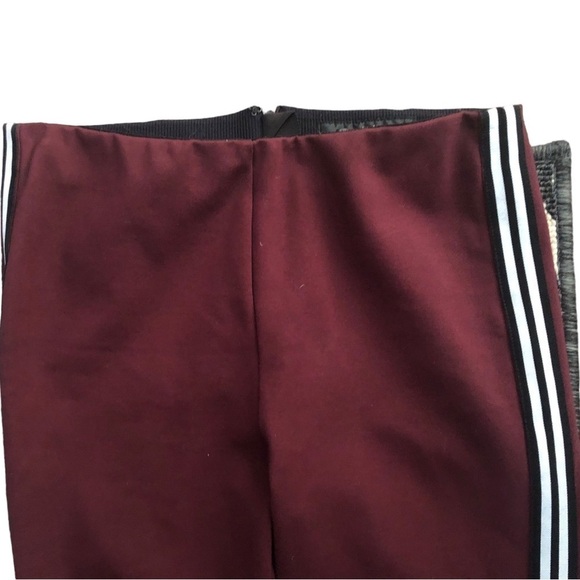 Rag & Bone Simone Cropped Ponte Pant Size 4 Burgundy Track Side Stripes Back Zip - Picture 5 of 7